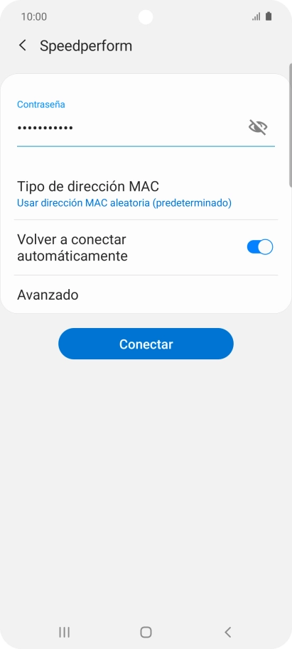 Introduce la contraseña de la red wifi y pulsa Conectar.