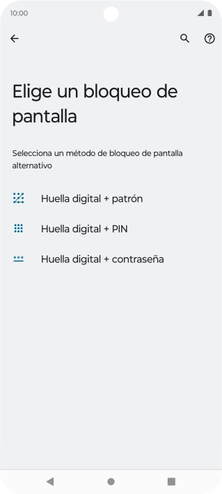 Pulsa el código de seguridad deseado y sigue las indicaciones de la pantalla para crear un código de seguridad del teléfono adicional.