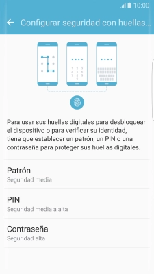 Pulsa el código de seguridad deseado y sigue las instrucciones de la pantalla para crear el código seleccionado. Pulsa el código de seguridad deseado y sigue las instrucciones de la pantalla para crear el código seleccionado.