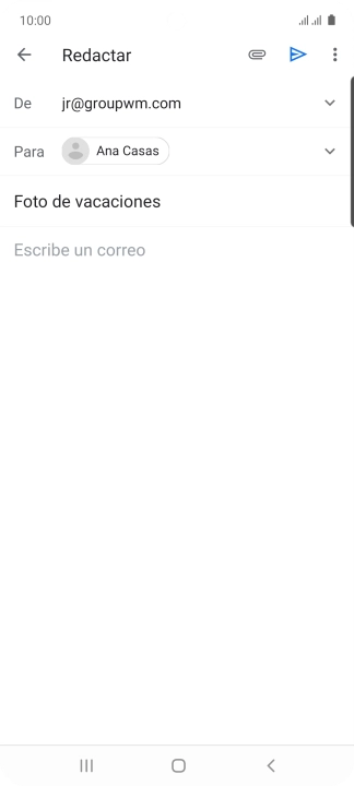Pulsa en el campo de escritura y escribe el texto del correo electrónico. Pulsa en el campo de escritura y escribe el texto del correo electrónico.