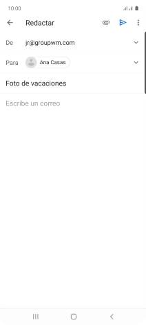 Pulsa en el campo de escritura y escribe el texto del correo electrónico. Pulsa en el campo de escritura y escribe el texto del correo electrónico.