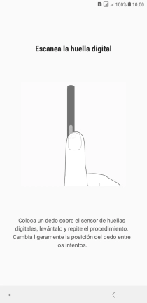 Sigue las indicaciones de la pantalla para crear una huella digital como código de seguridad. Sigue las indicaciones de la pantalla para crear una huella digital como código de seguridad.