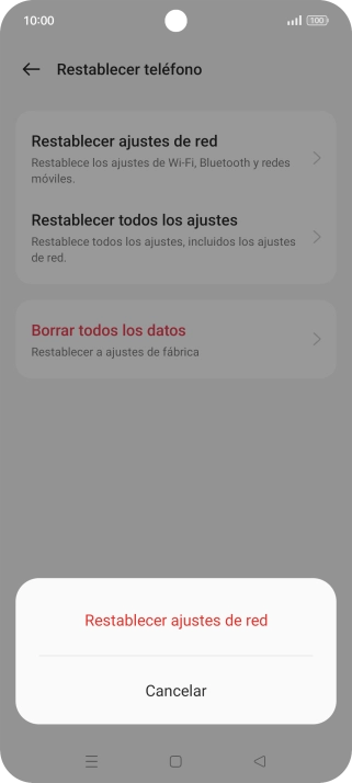 Pulsa Restablecer ajustes de red. Pulsa Restablecer ajustes de red.