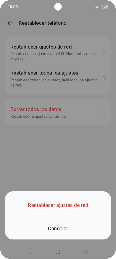 Pulsa Restablecer ajustes de red. Pulsa Restablecer ajustes de red.
