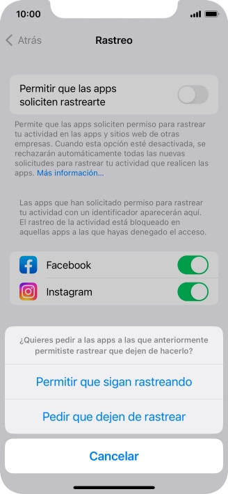 Si desactivas la función, pulsa el ajuste deseado. Si desactivas la función, pulsa el ajuste deseado.