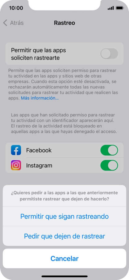 Si desactivas la función, pulsa el ajuste deseado. Si desactivas la función, pulsa el ajuste deseado.