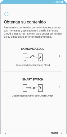 Puedes transferir el contenido de otro teléfono cuando activas tu teléfono por primera vez y cuando lo has restablecido. Cuando aparezca en la pantalla del teléfono esta imagen, ya está listo para la transmisión del contenido del otro teléfono.