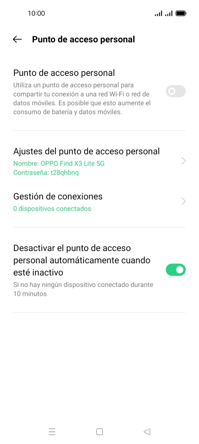 Pulsa Ajustes del punto de acceso personal. Pulsa Ajustes del punto de acceso personal.