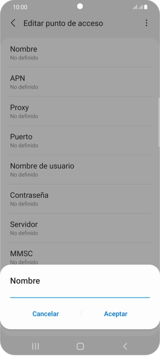 Introduce Vodafone Internet y pulsa Aceptar.
