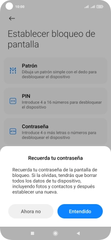 Pulsa Entendido y sigue las indicaciones de la pantalla para crear un código de seguridad del teléfono adicional. Pulsa Entendido y sigue las indicaciones de la pantalla para crear un código de seguridad del teléfono adicional.