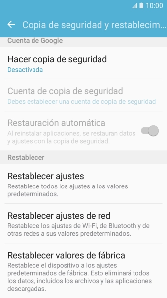 Pulsa Restablecer valores de fábrica. Pulsa Restablecer valores de fábrica.
