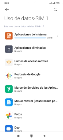 El consumo total de datos del período seleccionado aparece ahora en la pantalla. El consumo total de datos del período seleccionado aparece ahora en la pantalla.
