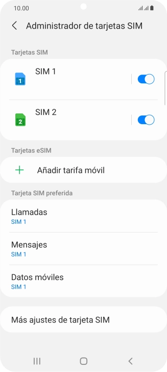 Pulsa la tarjeta SIM deseada. Pulsa la tarjeta SIM deseada.