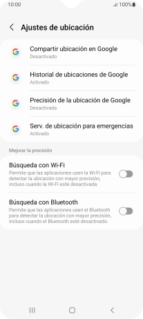 Pulsa Precisión de la ubicación de Google. Pulsa Precisión de la ubicación de Google.