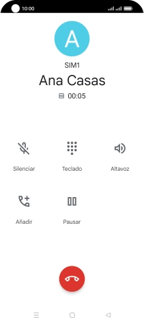 Pulsa el icono de finalizar llamada. Pulsa el icono de finalizar llamada.