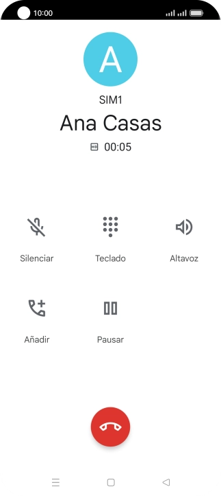 Pulsa el icono de finalizar llamada. Pulsa el icono de finalizar llamada.