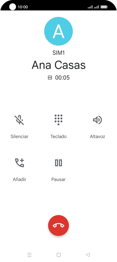 Pulsa el icono de finalizar llamada. Pulsa el icono de finalizar llamada.