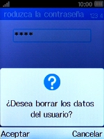 Pulsa la tecla de selección izquierda para confirmar. Espera unos instantes mientras el teléfono restablece la configuración predeterminada. Sigue las indicaciones de la pantalla para configurar el teléfono y dejarlo listo para su uso.