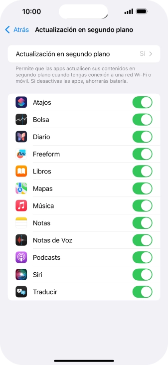 Pulsa Actualización en segundo plano. Pulsa Actualización en segundo plano.