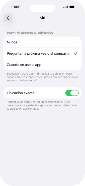 Pulsa el ajuste deseado para activar o desactivar la función. Pulsa el ajuste deseado para activar o desactivar la función.