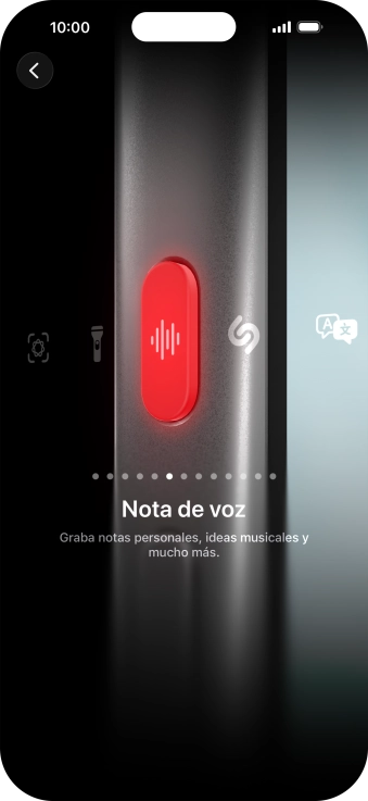 Desliza el dedo hacia la derecha o hacia la izquierda por la pantalla para seleccionar la función deseada. Desliza el dedo hacia la derecha o hacia la izquierda por la pantalla para seleccionar la función deseada.