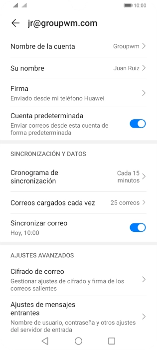 Pulsa Nombre de la cuenta. Pulsa Nombre de la cuenta.