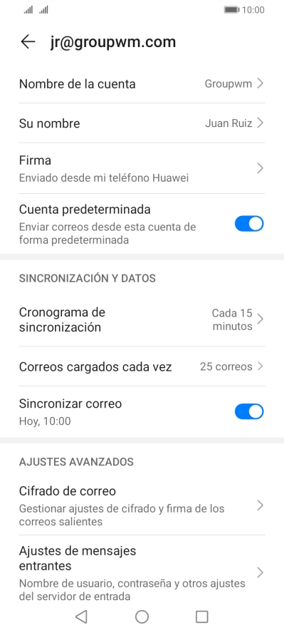 Pulsa Nombre de la cuenta. Pulsa Nombre de la cuenta.