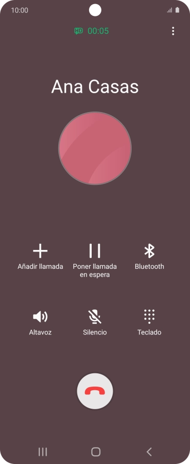 Pulsa el icono de finalizar llamada. Pulsa el icono de finalizar llamada.