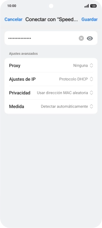 Introduce la contraseña de la red wifi y pulsa Guardar.