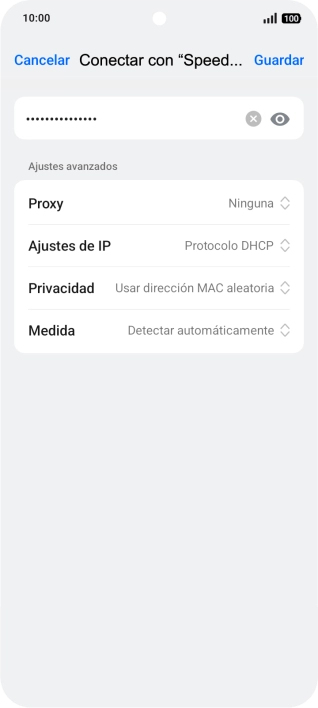 Introduce la contraseña de la red wifi y pulsa Guardar.