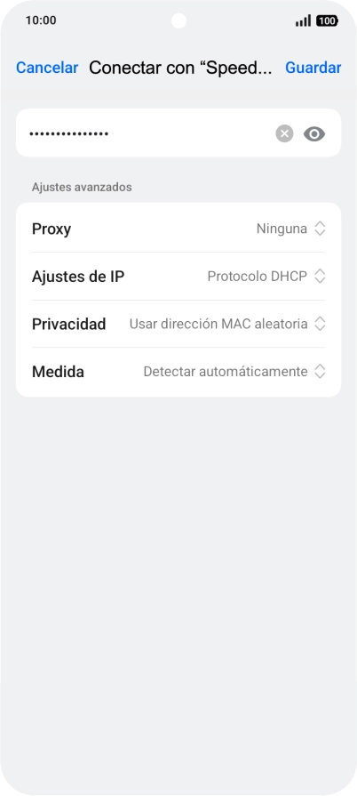 Introduce la contraseña de la red wifi y pulsa Guardar.
