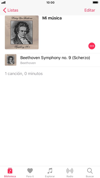 Pulsa con intensidad el archivo de música deseado hasta que aparezca un menú emergente en la pantalla. Pulsa con intensidad el archivo de música deseado hasta que aparezca un menú emergente en la pantalla.