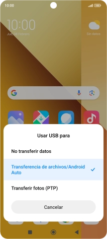 Pulsa Transferencia de archivos/Android Auto. Pulsa Transferencia de archivos/Android Auto.