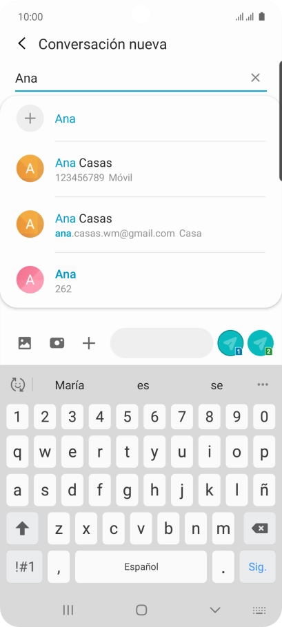 Pulsa el contacto deseado. Pulsa el contacto deseado.