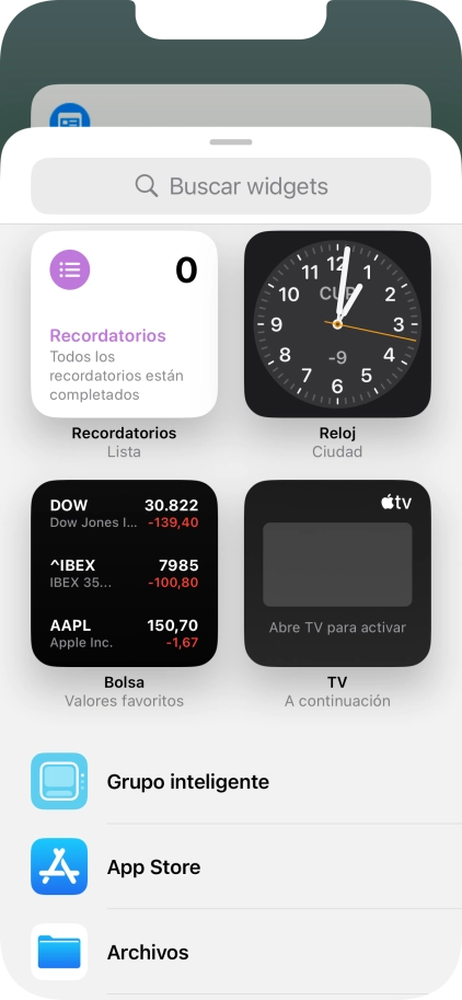 Pulsa el widget deseado. Pulsa el widget deseado.