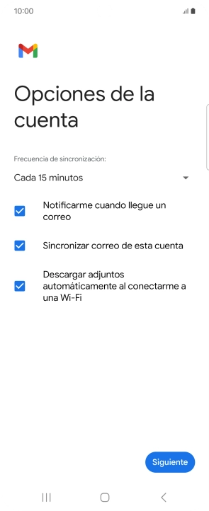Si aparece en la pantalla esta imagen, tu cuenta de correo electrónico ha sido reconocida y configurada automáticamente. Sigue las indicaciones de la pantalla para introducir más información y terminar la configuración. Si aparece en la pantalla esta imagen, tu cuenta de correo electrónico ha sido reconocida y configurada automáticamente. Sigue las indicaciones de la pantalla para introducir más información y terminar la configuración.