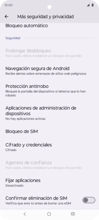 Pulsa Bloqueo de SIM. Pulsa Bloqueo de SIM.