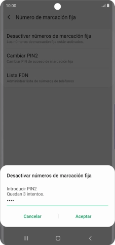 Introduce el código PIN2 y pulsa Aceptar. Introduce el código PIN2 y pulsa Aceptar.