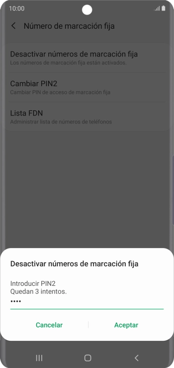 Introduce el código PIN2 y pulsa Aceptar. Introduce el código PIN2 y pulsa Aceptar.