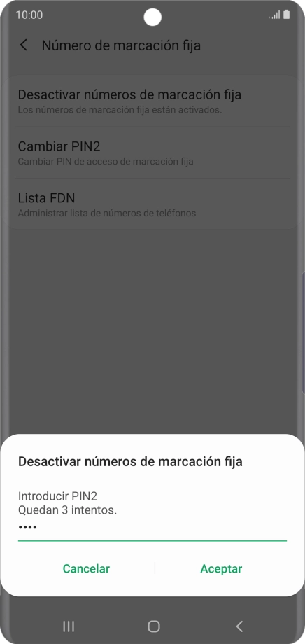 Introduce el código PIN2 y pulsa Aceptar. Introduce el código PIN2 y pulsa Aceptar.