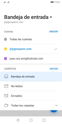 Pulsa la cuenta de correo electrónico deseada. Pulsa la cuenta de correo electrónico deseada.