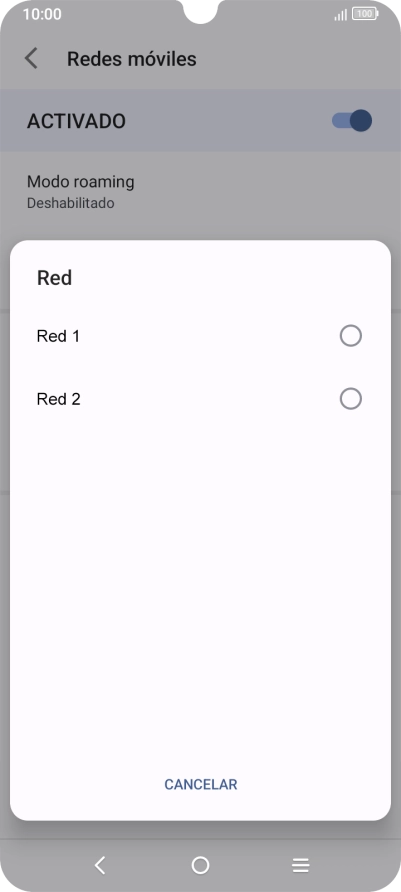 Pulsa la red deseada. Pulsa la red deseada.