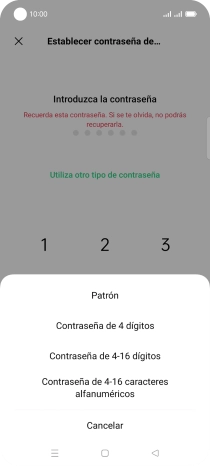 Pulsa el código de seguridad deseado y sigue las indicaciones de la pantalla para crear un código de seguridad del teléfono adicional. Pulsa el código de seguridad deseado y sigue las indicaciones de la pantalla para crear un código de seguridad del teléfono adicional.