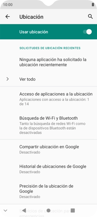 Pulsa Precisión de la ubicación de Google. Pulsa Precisión de la ubicación de Google.