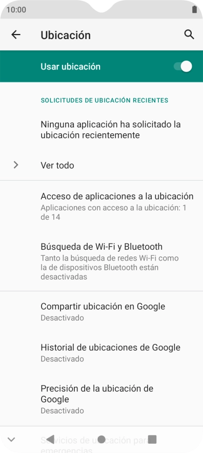 Pulsa Precisión de la ubicación de Google. Pulsa Precisión de la ubicación de Google.