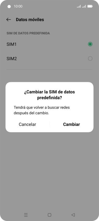 Si cambias de tarjeta SIM, pulsa Cambiar. Si cambias de tarjeta SIM, pulsa Cambiar.