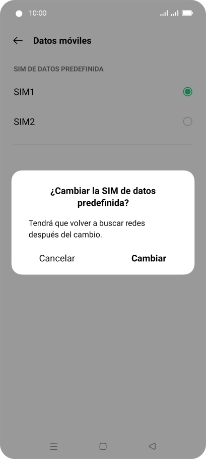 Si cambias de tarjeta SIM, pulsa Cambiar. Si cambias de tarjeta SIM, pulsa Cambiar.