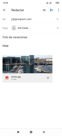 Pulsa el icono de envío cuando termines de escribir el correo electrónico. Pulsa el icono de envío cuando termines de escribir el correo electrónico.