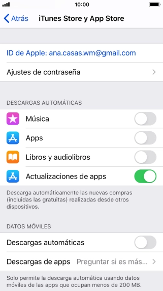 Pulsa el indicador junto a los tipos de contenido deseados para activar o desactivar la función.