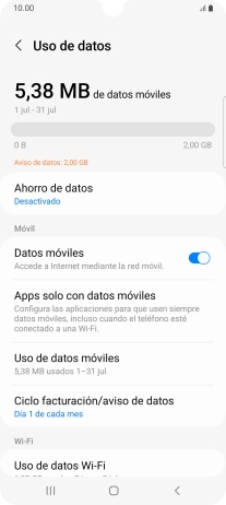 El consumo total de datos se visualiza ahora en la pantalla. El consumo total de datos se visualiza ahora en la pantalla.